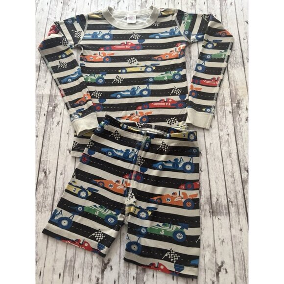Hanna Andersson Race Car Pajamas Set Size 8 Shorts Long Sleeves Boys Kids - Picture 1 of 9